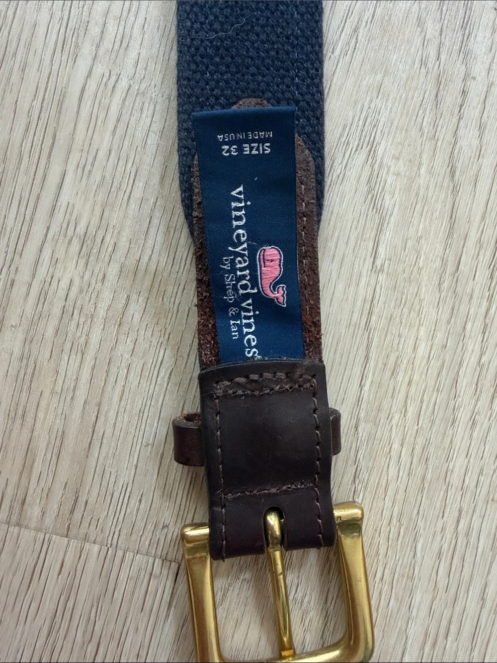 Pink Golf-Embroidered Leather Trim Belt - Men’s 32